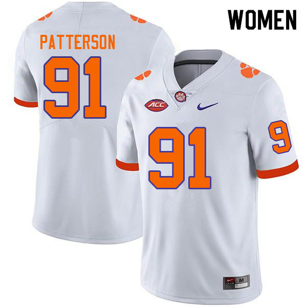 Women #91 Zaire Patterson Clemson Tigers College Football Jerseys Sale-White